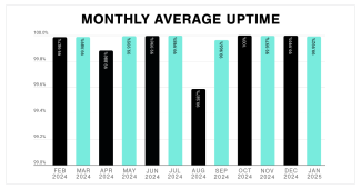 Monthly Average Uptime - January 2025